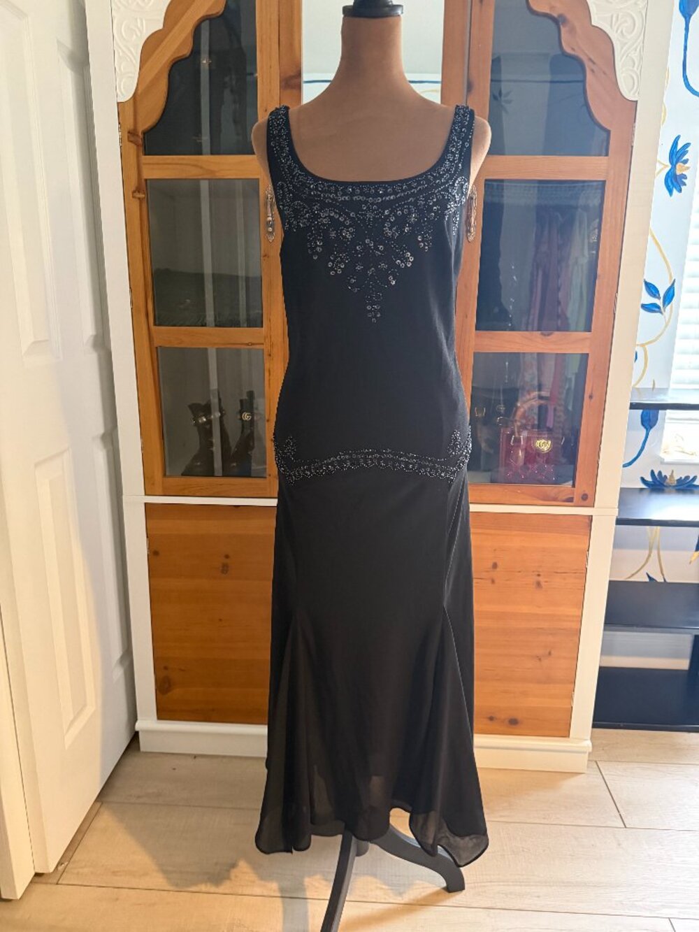 Sandra Darren Beaded Black Formal Dress Size 14